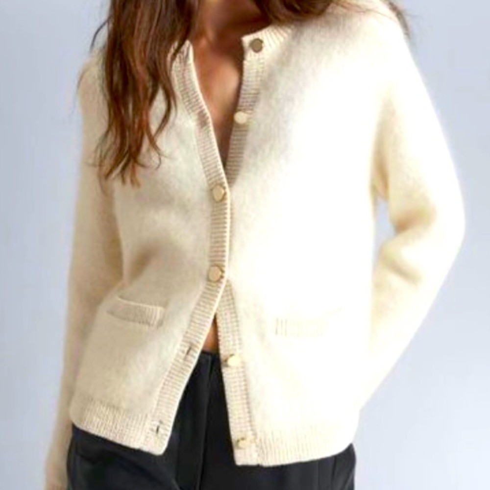 Size Small. & Other Stories white mohair cardigan.